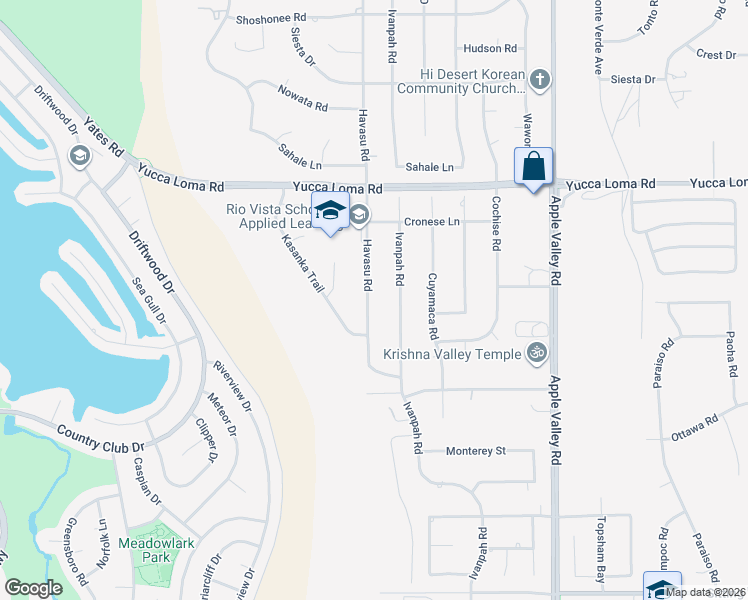 map of restaurants, bars, coffee shops, grocery stores, and more near 13473 Havasu Road in Apple Valley