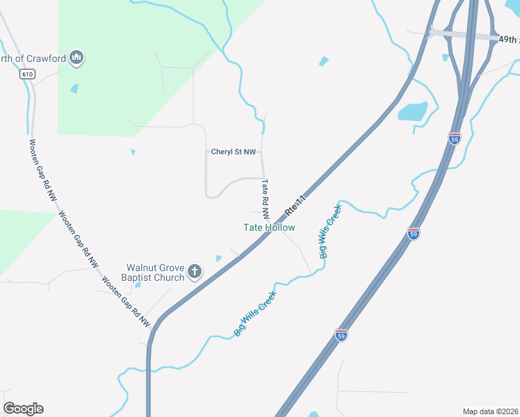 map of restaurants, bars, coffee shops, grocery stores, and more near 4101 Greenhill Boulevard Northwest in Fort Payne