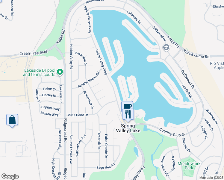 map of restaurants, bars, coffee shops, grocery stores, and more near 13480 Spring Valley Parkway in Victorville