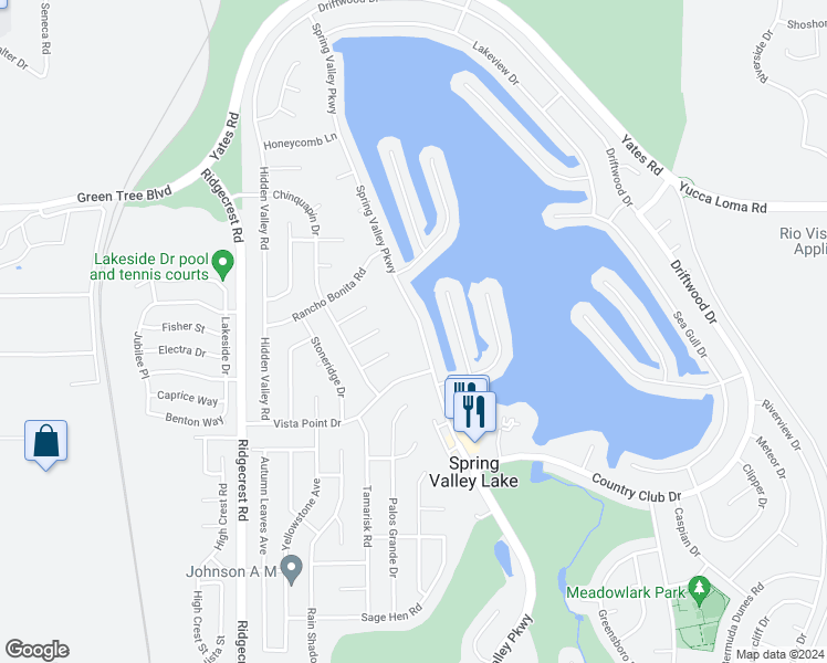 map of restaurants, bars, coffee shops, grocery stores, and more near 13480 Spring Valley Parkway in Victorville