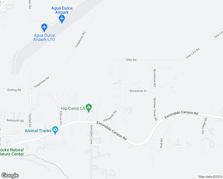 map of restaurants, bars, coffee shops, grocery stores, and more near 33805 Hanawalt Road in Agua Dulce