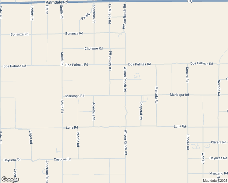 map of restaurants, bars, coffee shops, grocery stores, and more near 13573 La Mirada Road in Phelan