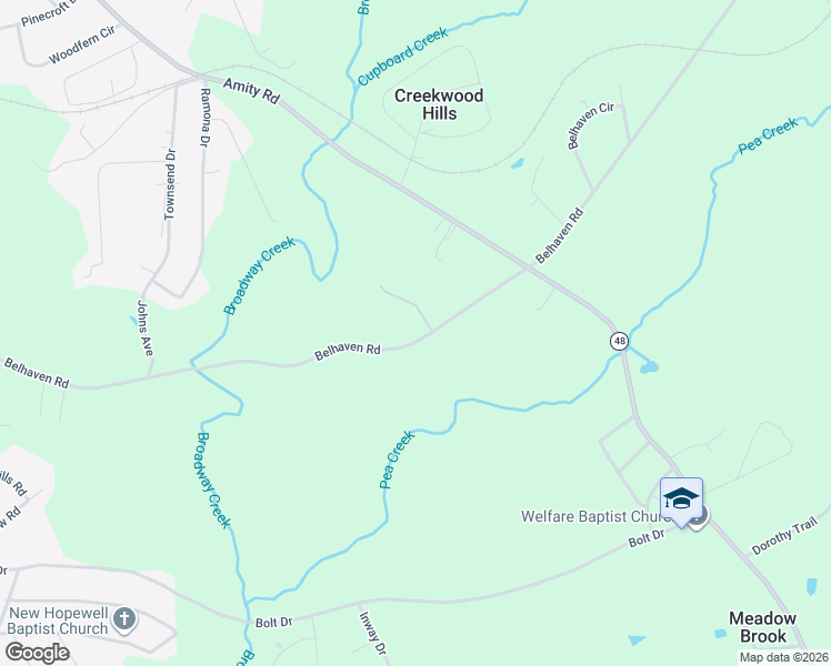 map of restaurants, bars, coffee shops, grocery stores, and more near 2543 Belhaven Road in Anderson
