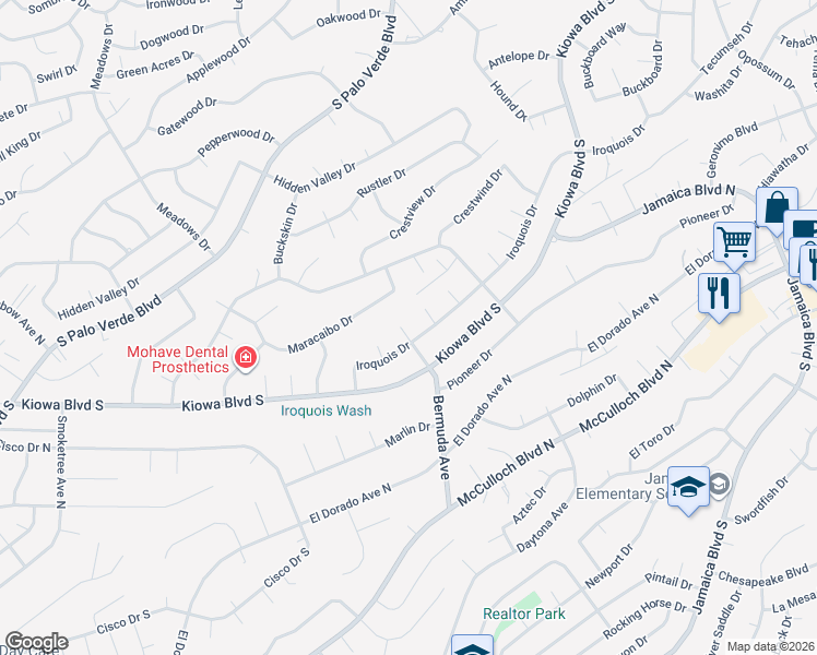 map of restaurants, bars, coffee shops, grocery stores, and more near 3159 Bermuda Court in Lake Havasu City
