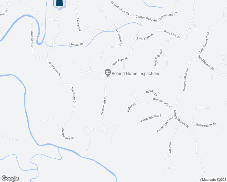 map of restaurants, bars, coffee shops, grocery stores, and more near 101 Yellow Bluff Road in Dahlonega