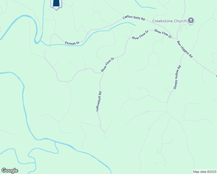 map of restaurants, bars, coffee shops, grocery stores, and more near 101 Yellow Bluff Road in Dahlonega