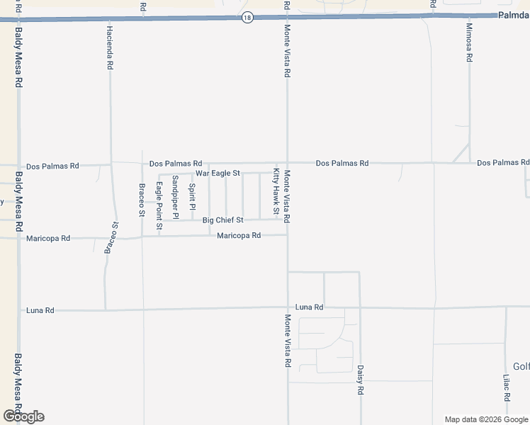 map of restaurants, bars, coffee shops, grocery stores, and more near 13555 Thunderbird Place in Victorville