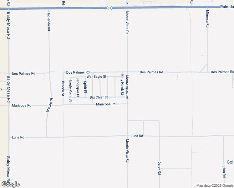 map of restaurants, bars, coffee shops, grocery stores, and more near 13555 Thunderbird Place in Victorville