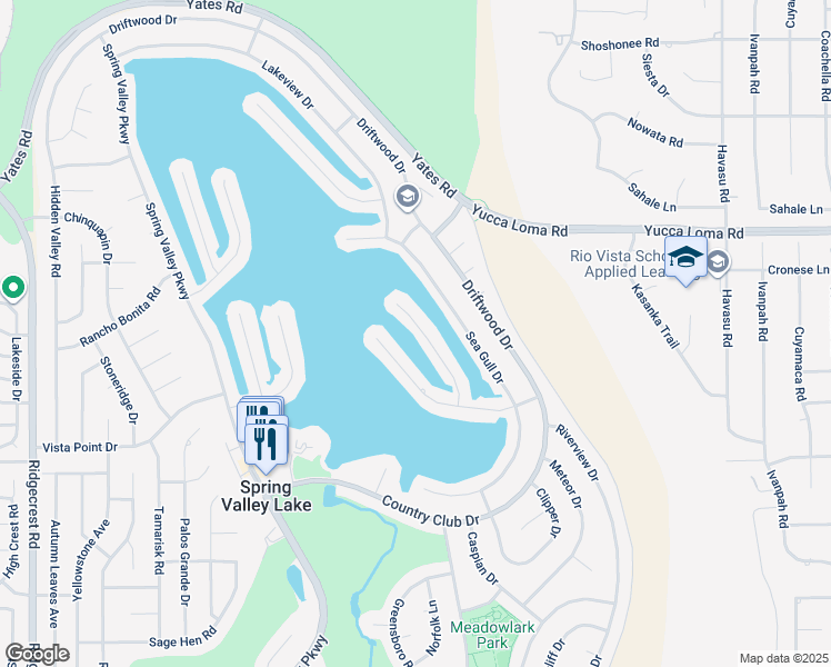 map of restaurants, bars, coffee shops, grocery stores, and more near 13530 Pyramid Drive in Victorville