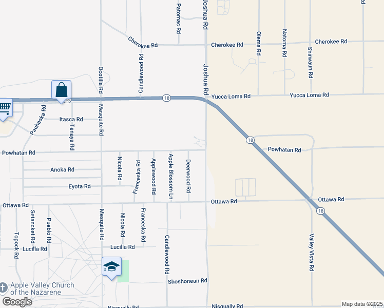 map of restaurants, bars, coffee shops, grocery stores, and more near 13495 Deerwood Road in Apple Valley