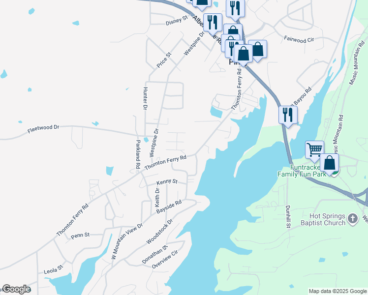 map of restaurants, bars, coffee shops, grocery stores, and more near 112 New Leaf Lane in Hot Springs