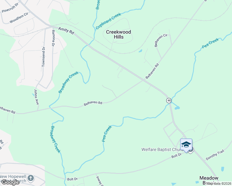 map of restaurants, bars, coffee shops, grocery stores, and more near 2543 Belhaven Road in Anderson