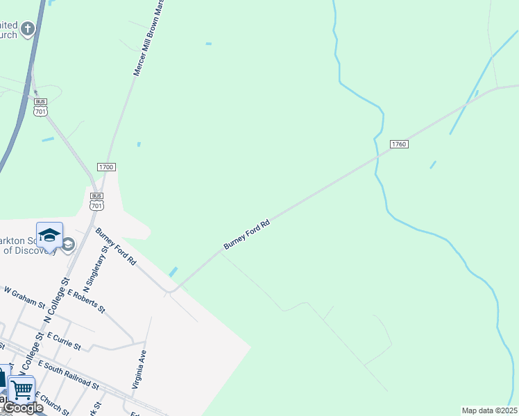 map of restaurants, bars, coffee shops, grocery stores, and more near 775 Burney Ford Road in Clarkton