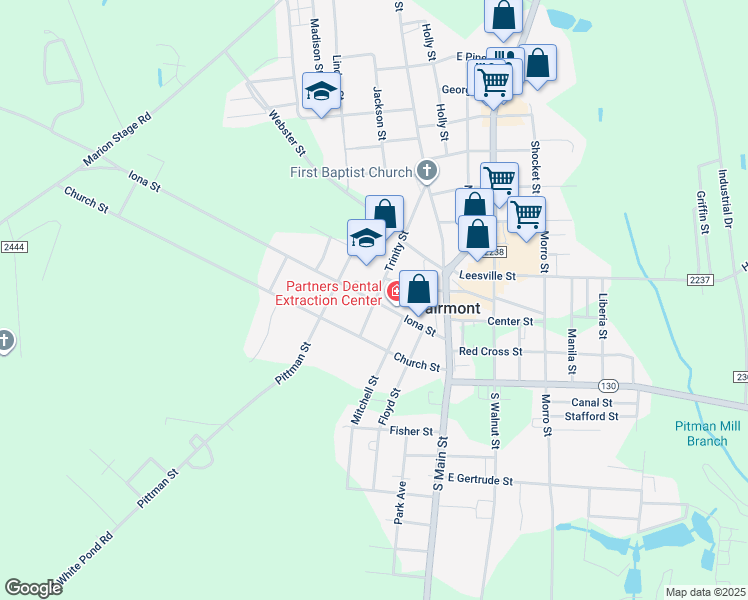 map of restaurants, bars, coffee shops, grocery stores, and more near 402 Iona Street in Fairmont