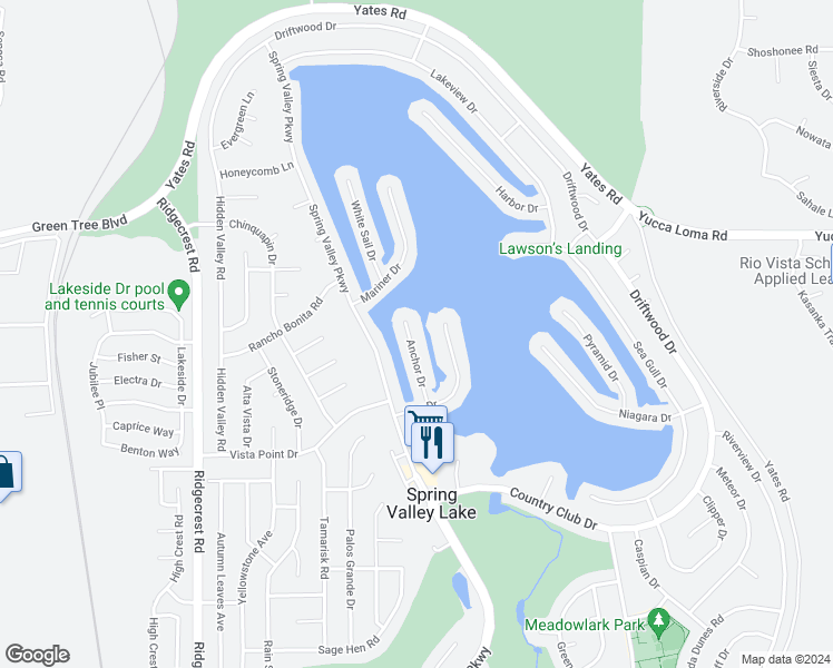 map of restaurants, bars, coffee shops, grocery stores, and more near 13525 Anchor Drive in Victorville