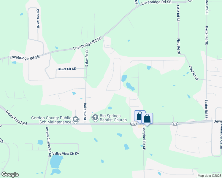 map of restaurants, bars, coffee shops, grocery stores, and more near 365 Erica Lane Southeast in Calhoun