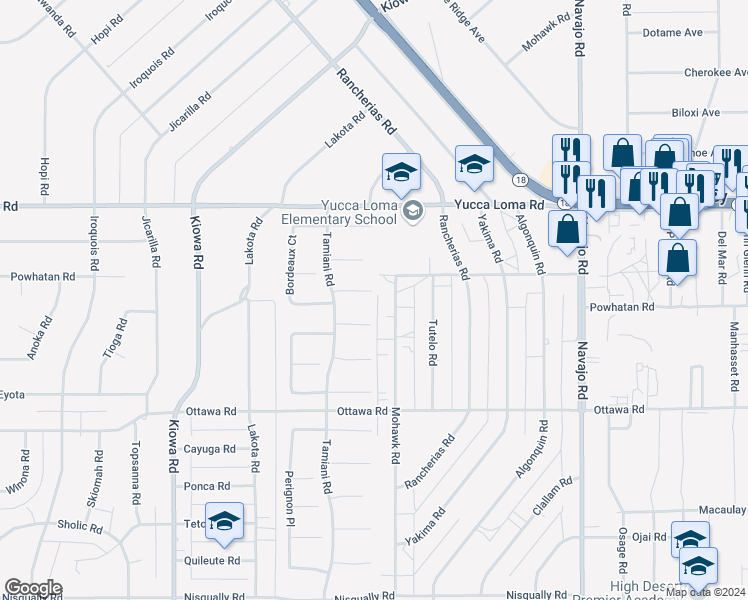 map of restaurants, bars, coffee shops, grocery stores, and more near 21297 Champagne Way in Apple Valley