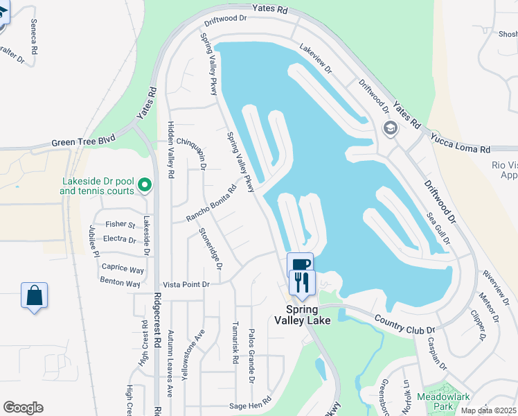 map of restaurants, bars, coffee shops, grocery stores, and more near 13540 Spring Valley Pkwy in Victorville