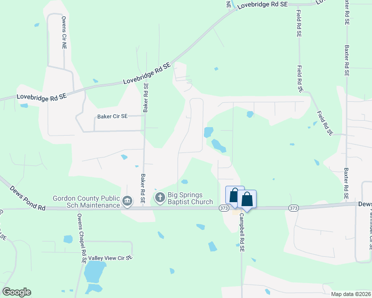map of restaurants, bars, coffee shops, grocery stores, and more near 365 Erica Lane Southeast in Calhoun