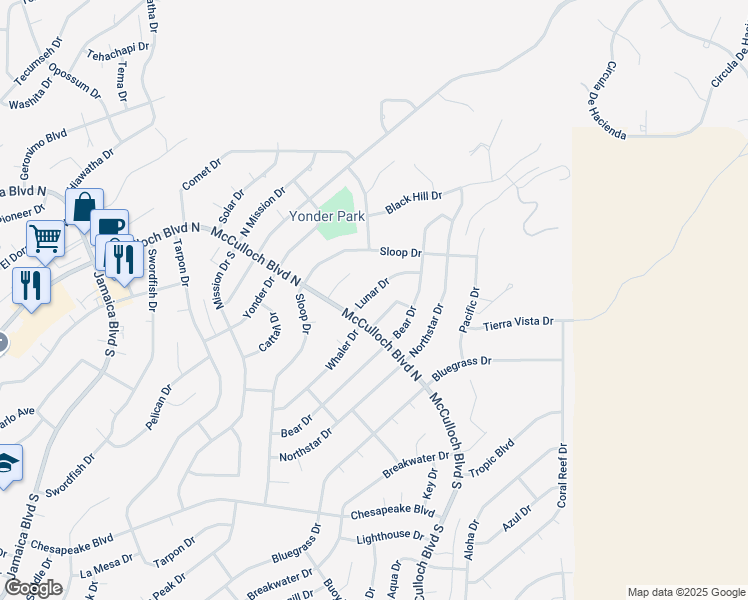 map of restaurants, bars, coffee shops, grocery stores, and more near 3910 Lunar Drive in Lake Havasu City