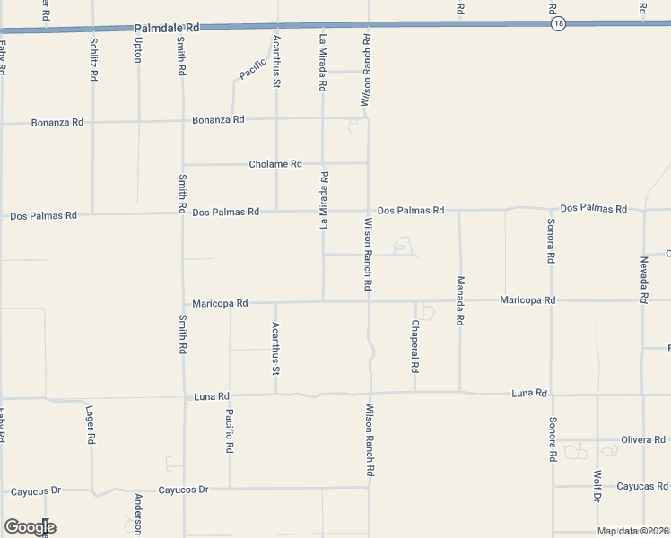 map of restaurants, bars, coffee shops, grocery stores, and more near 13573 La Mirada Road in Phelan