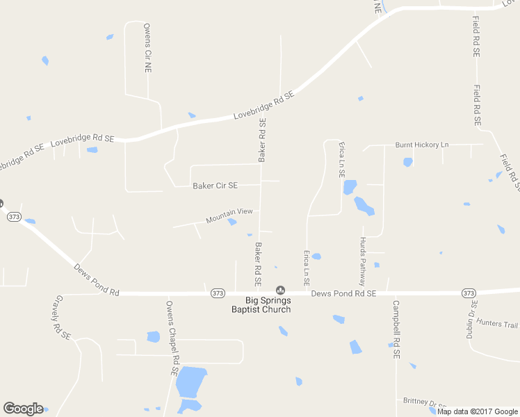 map of restaurants, bars, coffee shops, grocery stores, and more near 373 Baker Road Southeast in Calhoun