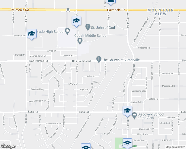 map of restaurants, bars, coffee shops, grocery stores, and more near 13578 Cool Water Street in Victorville