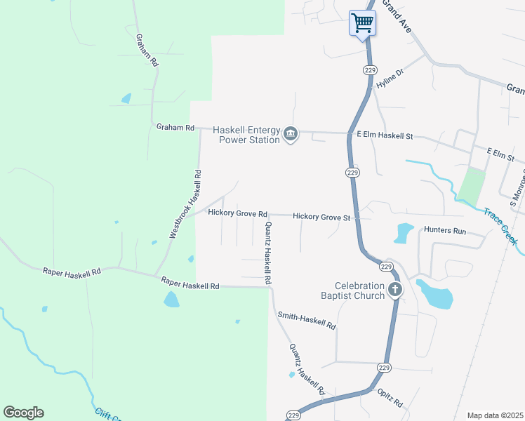 map of restaurants, bars, coffee shops, grocery stores, and more near 345 Hickory Grove Street in Benton