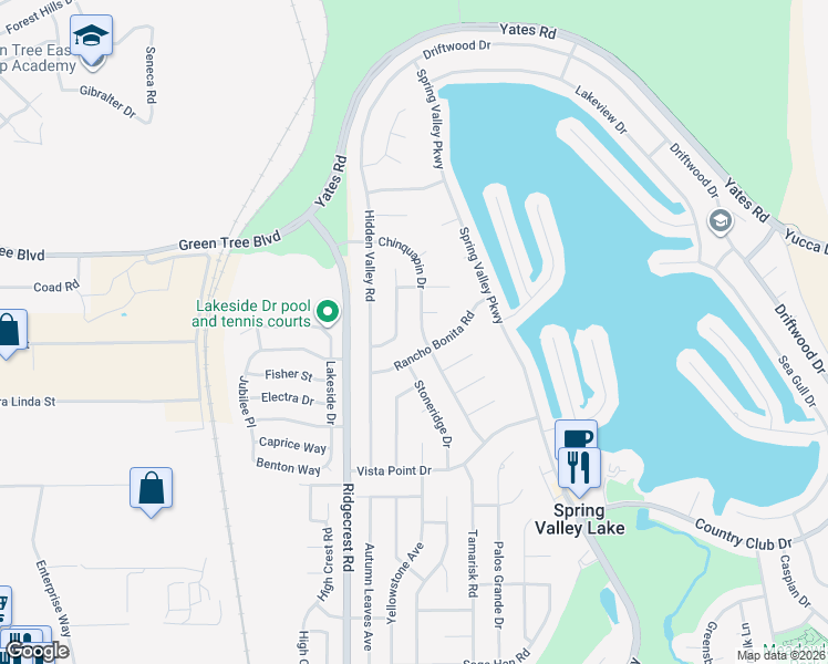 map of restaurants, bars, coffee shops, grocery stores, and more near 13570 Chinquapin Drive in Victorville