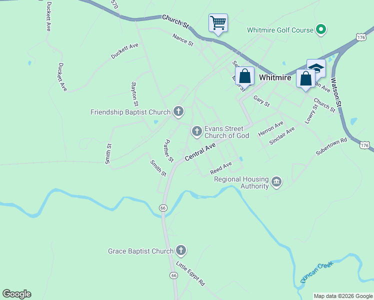 map of restaurants, bars, coffee shops, grocery stores, and more near 95 Broom Street in Whitmire