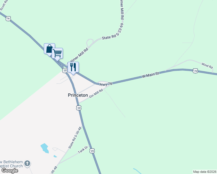 map of restaurants, bars, coffee shops, grocery stores, and more near Ponce De Leon Drive in Honea Path