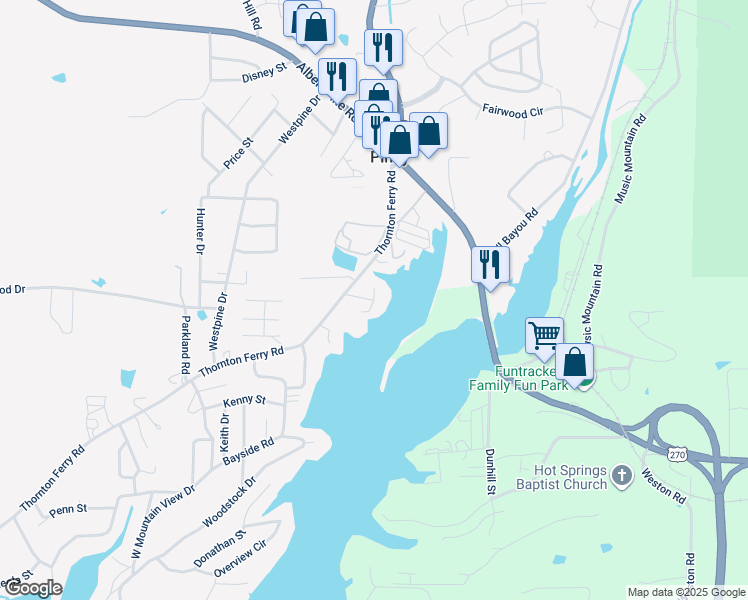 map of restaurants, bars, coffee shops, grocery stores, and more near 100 McCurry Terrace in Hot Springs