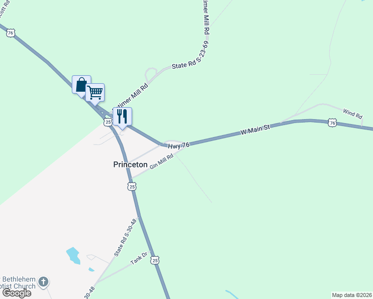 map of restaurants, bars, coffee shops, grocery stores, and more near Ponce De Leon Drive in Honea Path