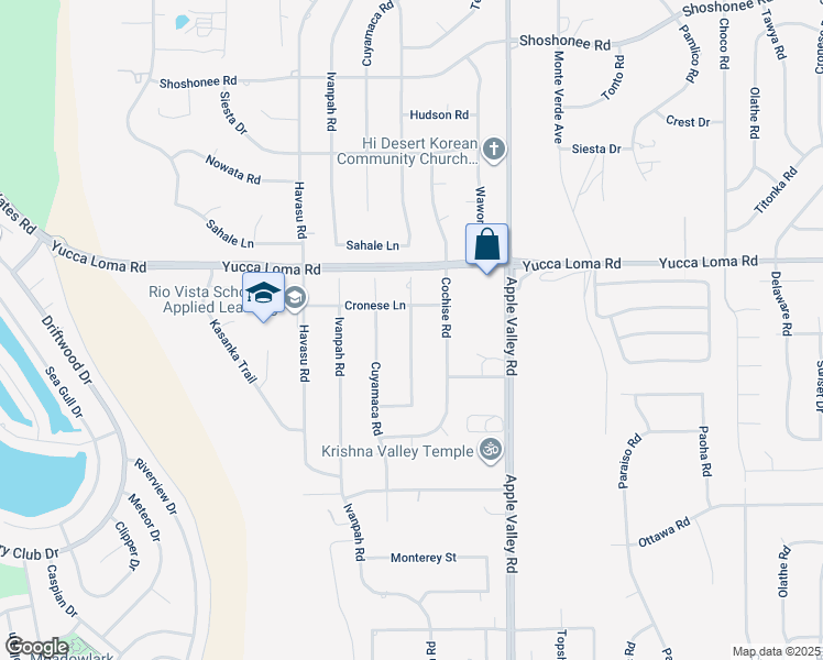 map of restaurants, bars, coffee shops, grocery stores, and more near 13593 Coachella Road in Apple Valley