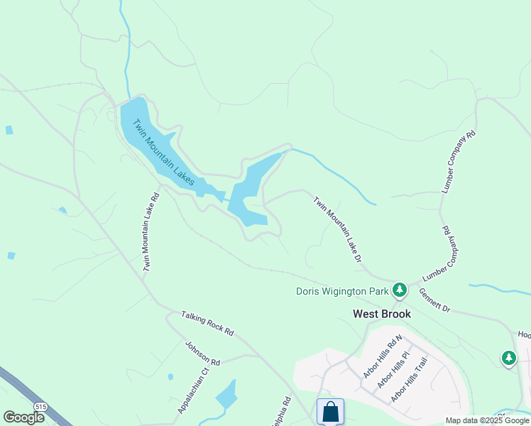 map of restaurants, bars, coffee shops, grocery stores, and more near 687 Twin Mountain Lake Drive in Talking Rock