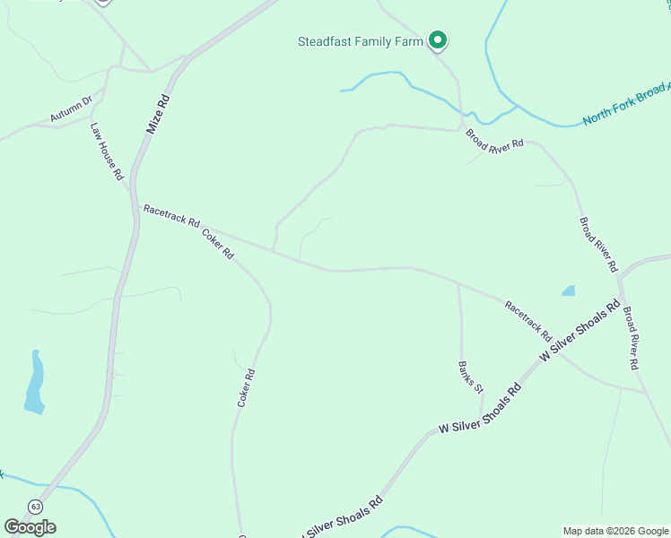 map of restaurants, bars, coffee shops, grocery stores, and more near Racetrack Road in Toccoa
