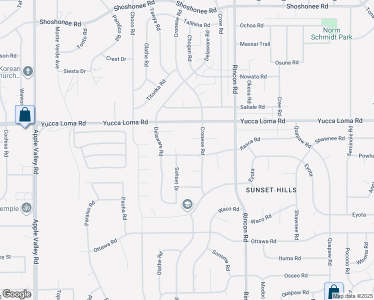 map of restaurants, bars, coffee shops, grocery stores, and more near 19912 Itasca Road in Apple Valley