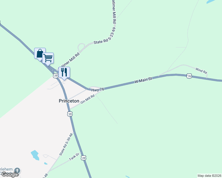 map of restaurants, bars, coffee shops, grocery stores, and more near in Princeton