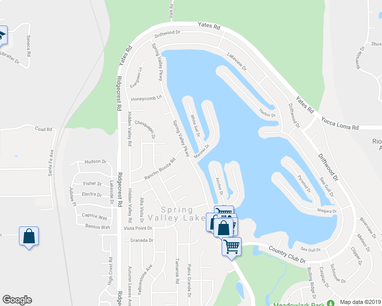 map of restaurants, bars, coffee shops, grocery stores, and more near 13601 Spring Valley Parkway in Victorville