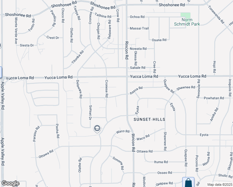 map of restaurants, bars, coffee shops, grocery stores, and more near 20058 Itasca Road in Apple Valley