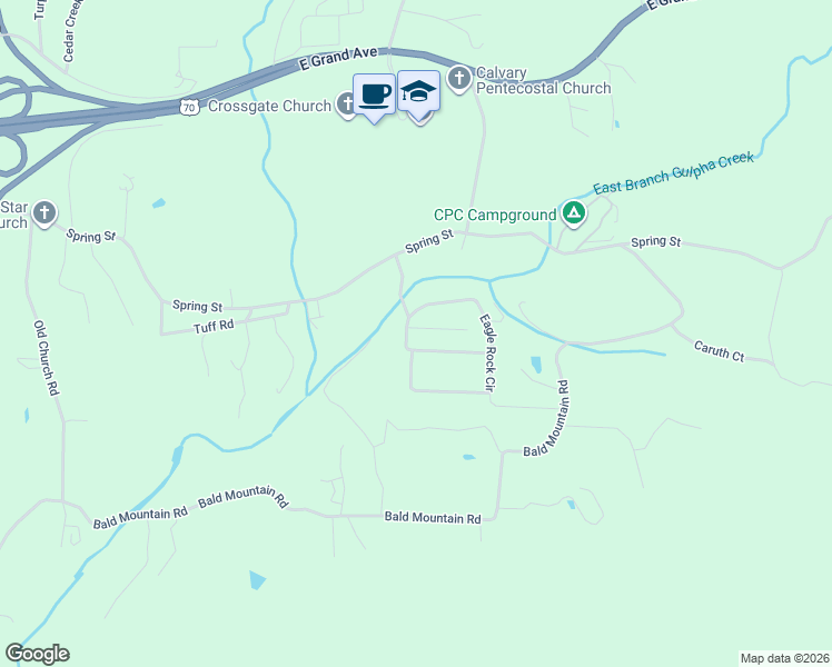 map of restaurants, bars, coffee shops, grocery stores, and more near 108 Legacy Lane in Hot Springs