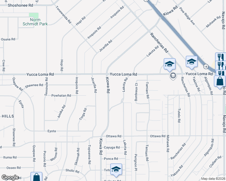 map of restaurants, bars, coffee shops, grocery stores, and more near 13618 Lakota Road in Apple Valley