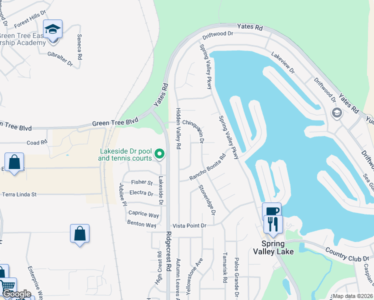 map of restaurants, bars, coffee shops, grocery stores, and more near 13610 Sierra Vista Drive in Victorville