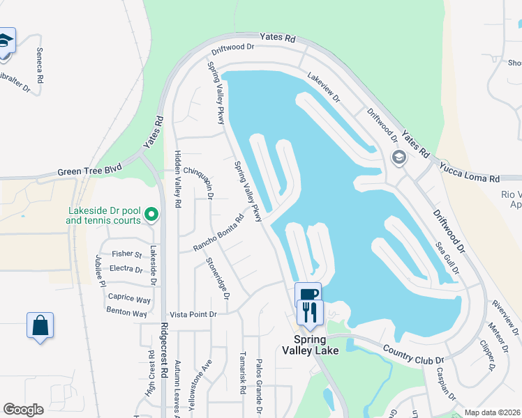 map of restaurants, bars, coffee shops, grocery stores, and more near 13601 Spring Valley Parkway in Victorville