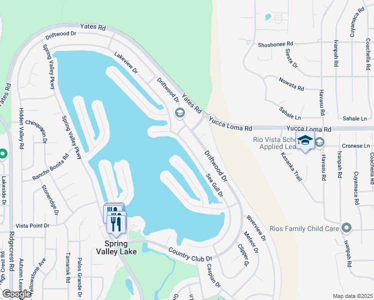 map of restaurants, bars, coffee shops, grocery stores, and more near 13610 Sea Gull Drive in Victorville
