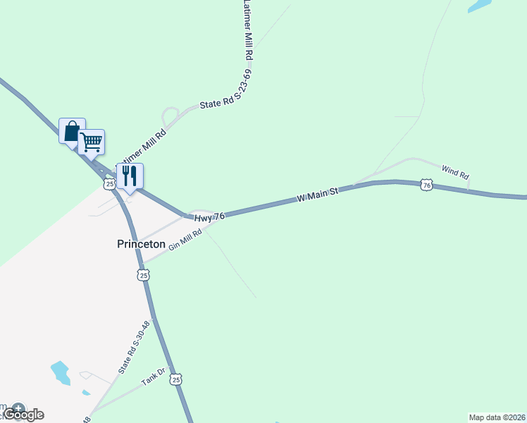 map of restaurants, bars, coffee shops, grocery stores, and more near in Princeton