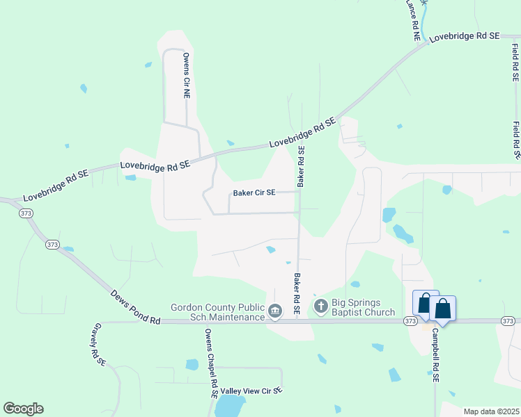 map of restaurants, bars, coffee shops, grocery stores, and more near 330 Baker Circle Southeast in Calhoun