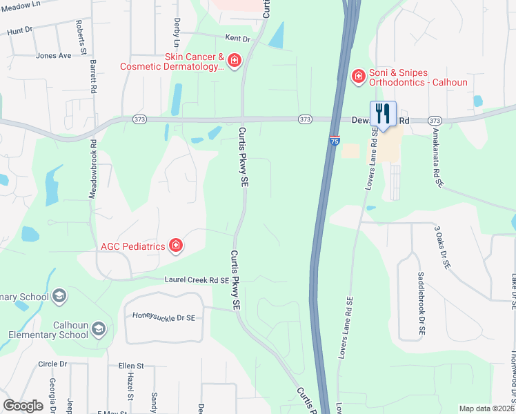 map of restaurants, bars, coffee shops, grocery stores, and more near 244 Dogwood Drive Southeast in Calhoun