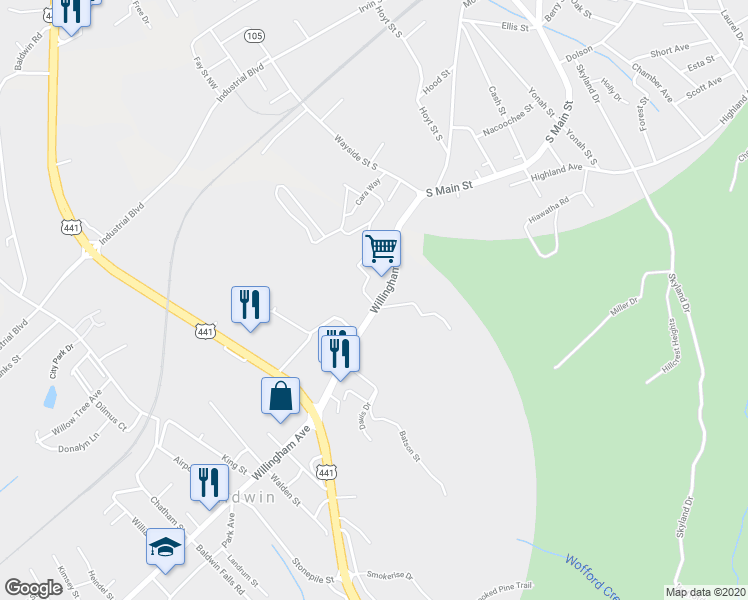 map of restaurants, bars, coffee shops, grocery stores, and more near 1667 Willingham Avenue in Baldwin