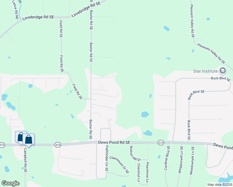 map of restaurants, bars, coffee shops, grocery stores, and more near 216 Single Tree Drive Southeast in Calhoun